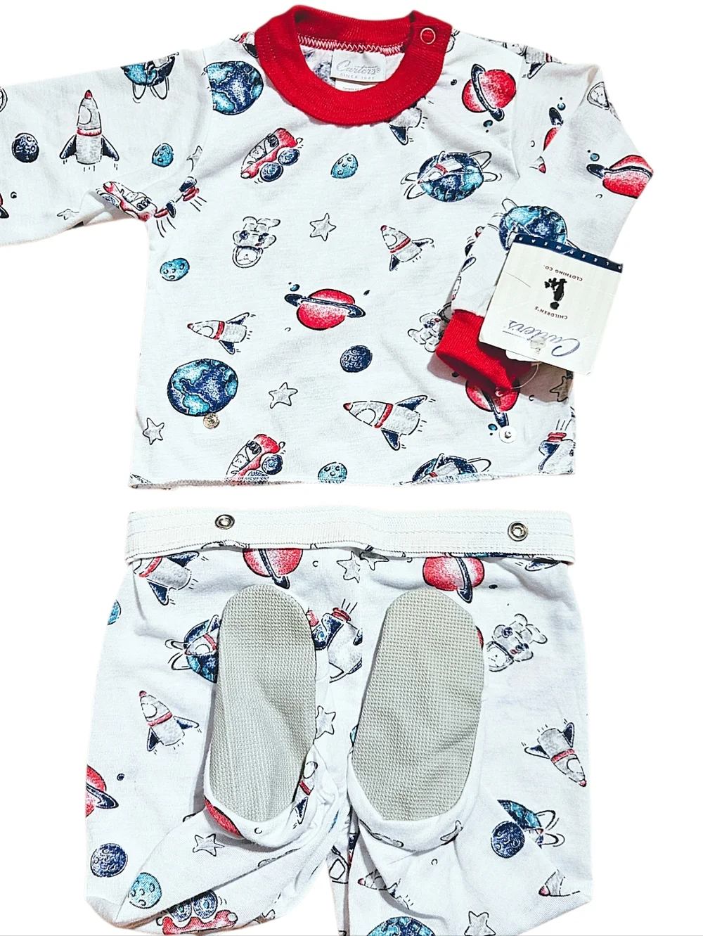 Vintage Carter's Sleepwear 2 Piece Footed Snap Together Space Pajamas 9-12M NWT